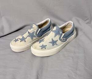 Vans Classic Slip-On Denim Stars Patchwork Shoes Women's 6.5 Men's 5